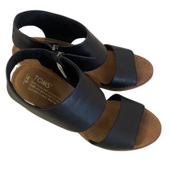 Toms Chunky Heel Black and Tan Womens Size 8 - Picture 1 of 4